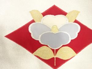 アンティーク　綴れ　菱に椿模様織り出し名古屋帯